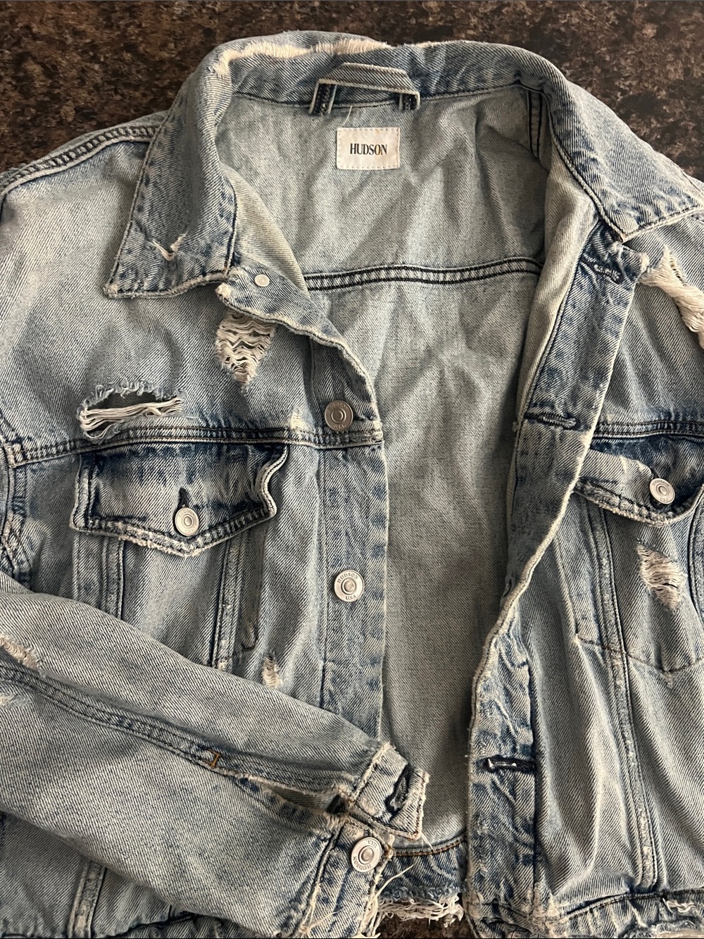 Hudson Jeans Light Wash Distressed Denim Trucker Jacket